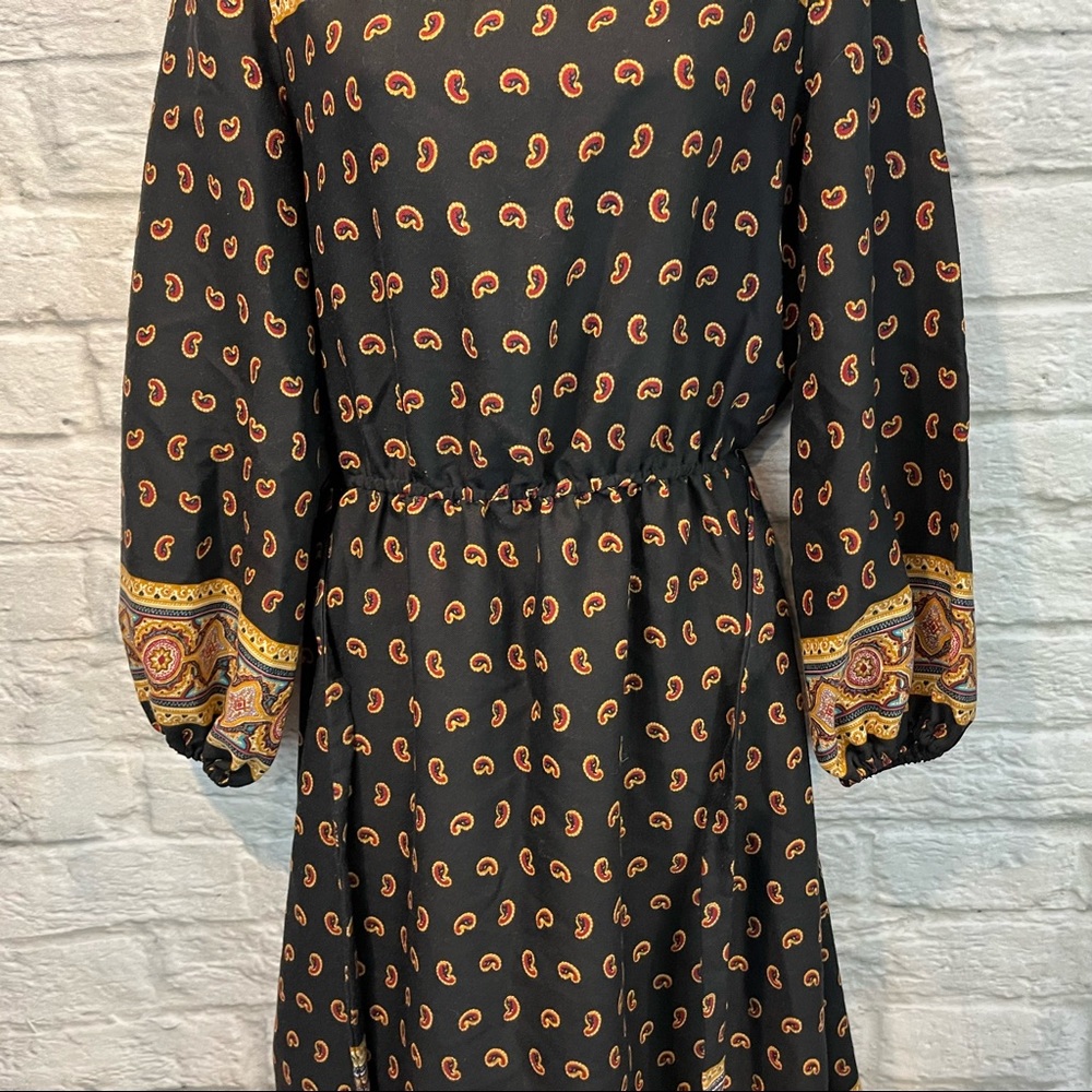 Vintage 70s/80s JJ Dean Paisley Print Belted MIDI Long Sleeve Bohemian Dress - Picture 14 of 16
